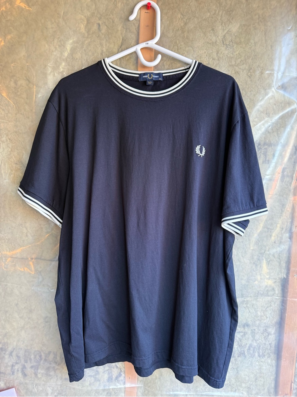 Fred Perry Navy Tipped Ringer Tee with Laurel Logo
